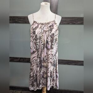 Unsubscribed 100% silk tropical leaf dress